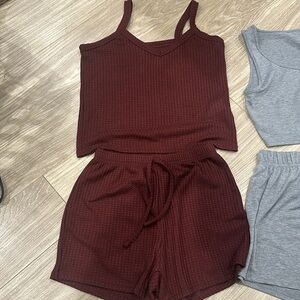SHEIN sleeping sets (burgundy, grey, teal) size S